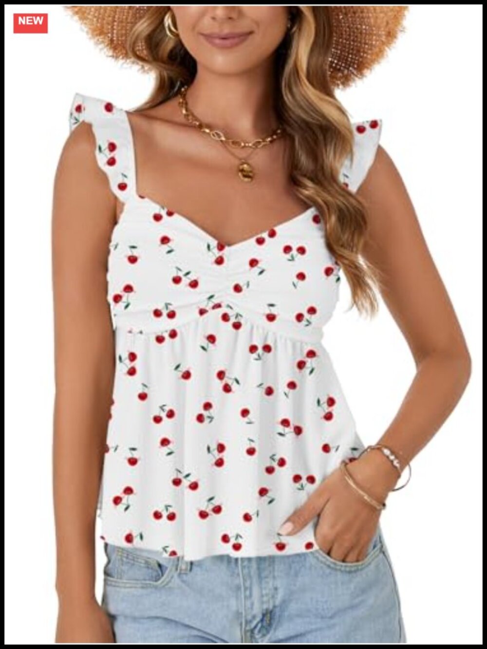 Women's Sleeveless Peplum Tank Top Ruffle Strap Floral Boho Backless